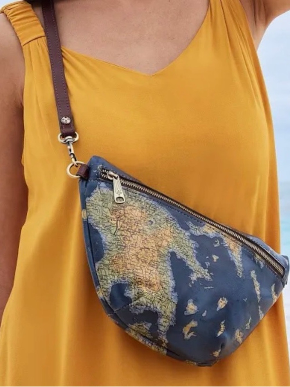 Patricia Nash high gloss patent leather Map Greek Islands Print Crossbody Bag